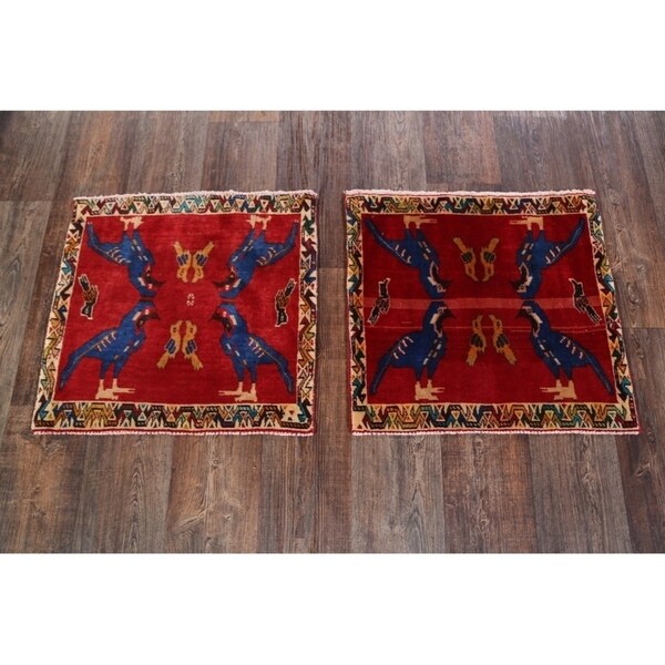 Abadeh Hand Knotted Wool Vintage Persian Oriental Rug - 2'0" x 2'2" square