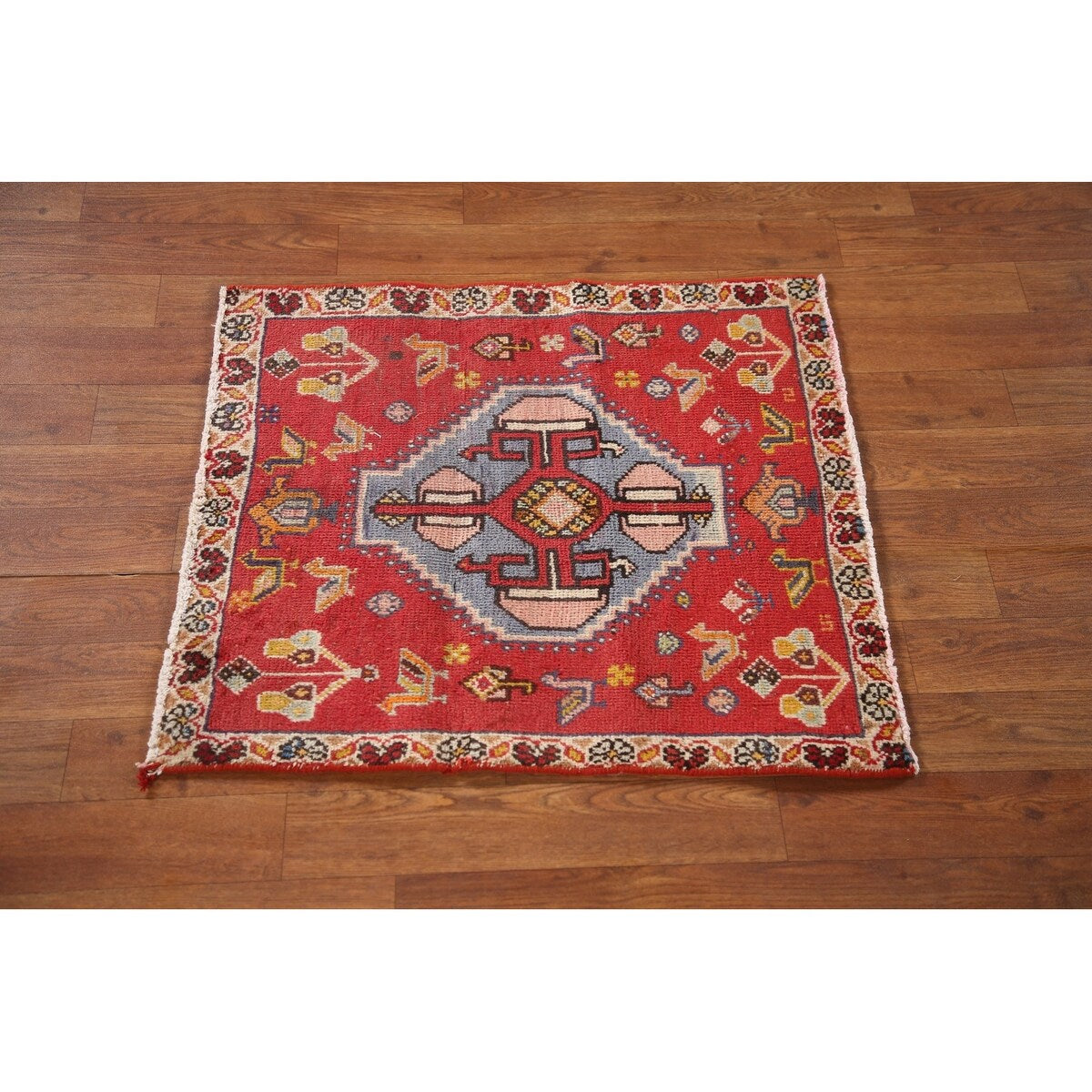 Abadeh Persian Vintage Square Area Rug Handmade Wool Carpet - 2'1"x 2'4"