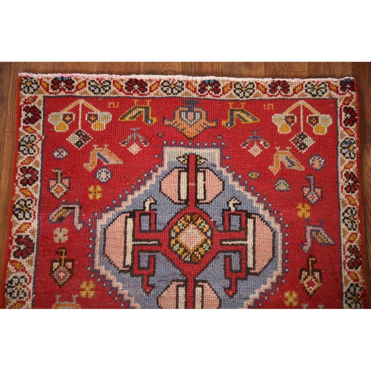 Abadeh Persian Vintage Square Area Rug Handmade Wool Carpet - 2'1"x 2'4"