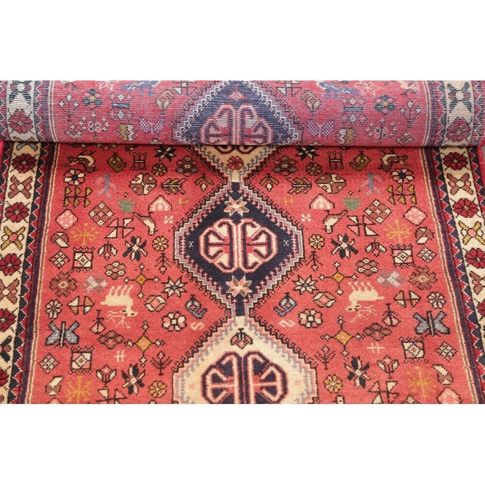 Abadeh Tribal Geometric Handmade Wool Persian Oriental Rug - 9'9" x 2'9" Runner