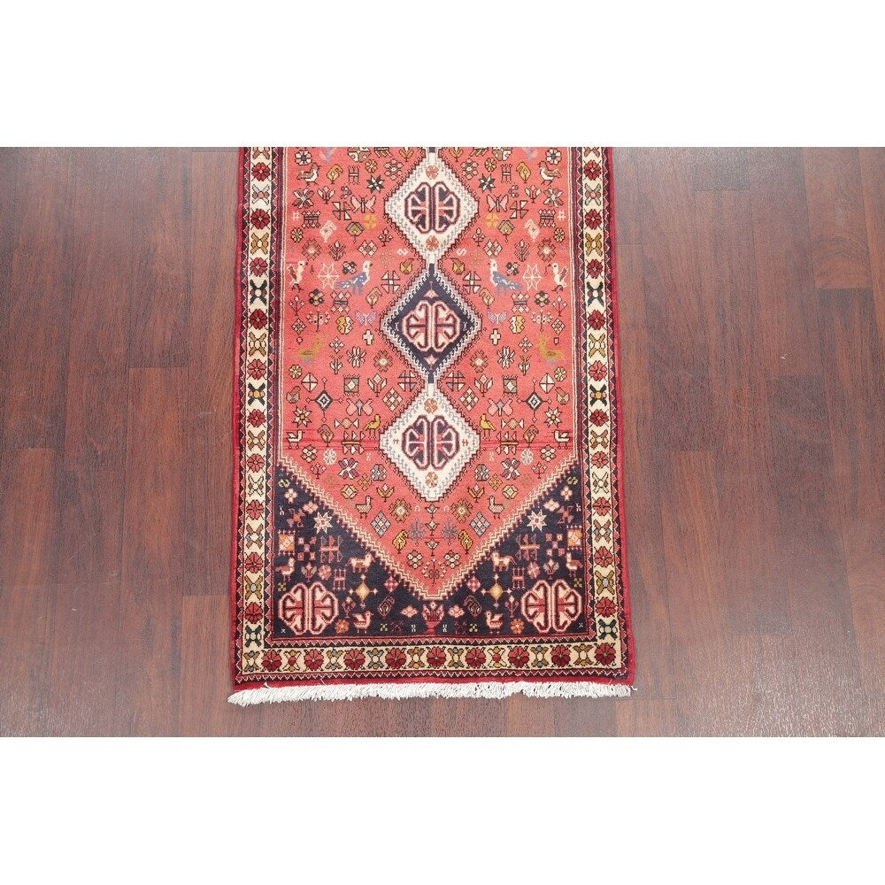 Abadeh Tribal Geometric Handmade Wool Persian Oriental Rug - 9'9" x 2'9" Runner