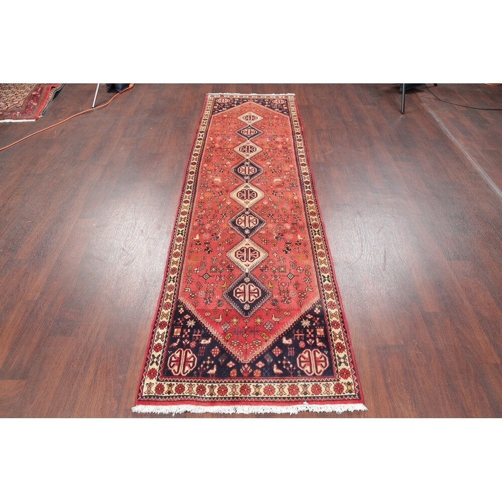 Abadeh Tribal Geometric Handmade Wool Persian Oriental Rug - 9'9" x 2'9" Runner