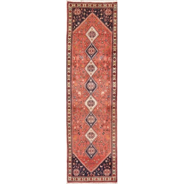 Abadeh Tribal Geometric Handmade Wool Persian Oriental Rug - 9'9" x 2'9" Runner