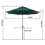 Abba 9-foot Market Aluminum Push Button Tilt and Crank Patio Umbrella