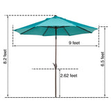 Abba 9-foot Market Aluminum Push Button Tilt and Crank Patio Umbrella