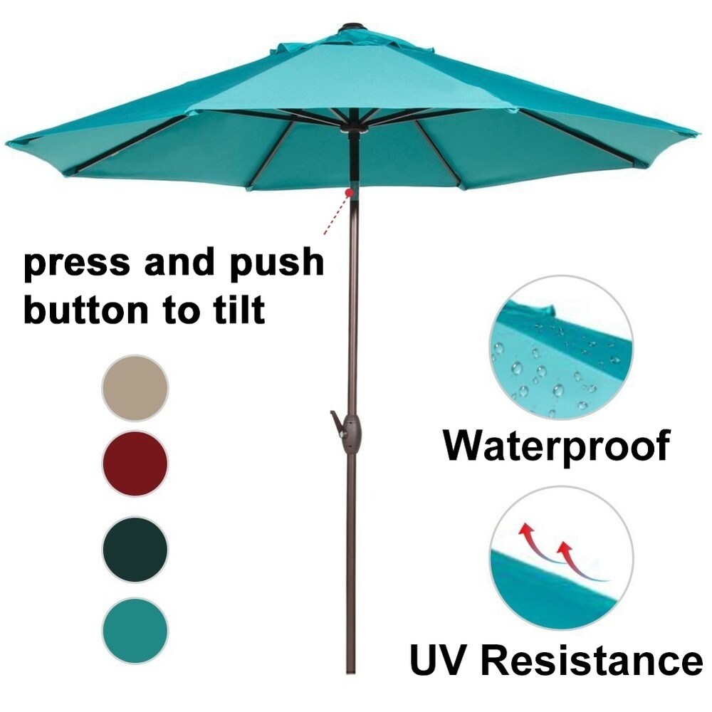 Abba 9-foot Market Aluminum Push Button Tilt and Crank Patio Umbrella