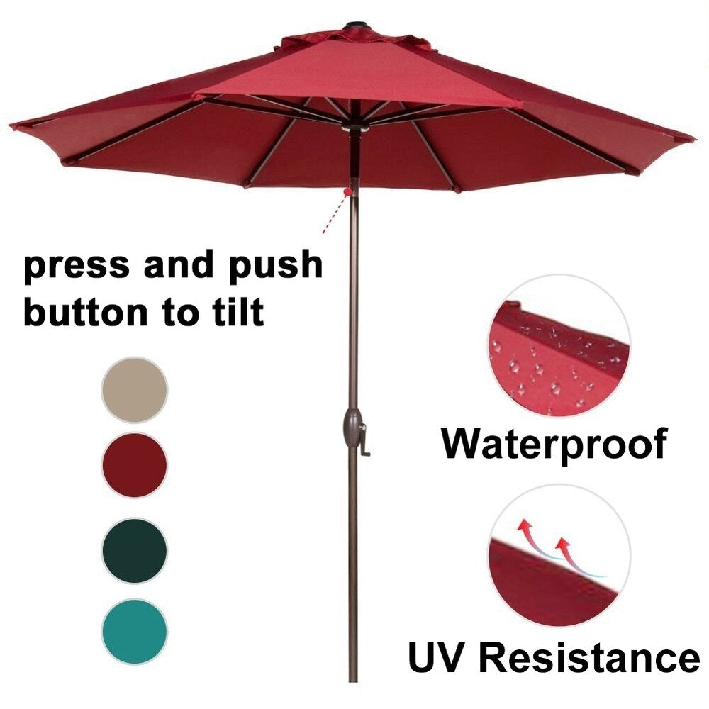 Abba 9-foot Market Aluminum Push Button Tilt and Crank Patio Umbrella