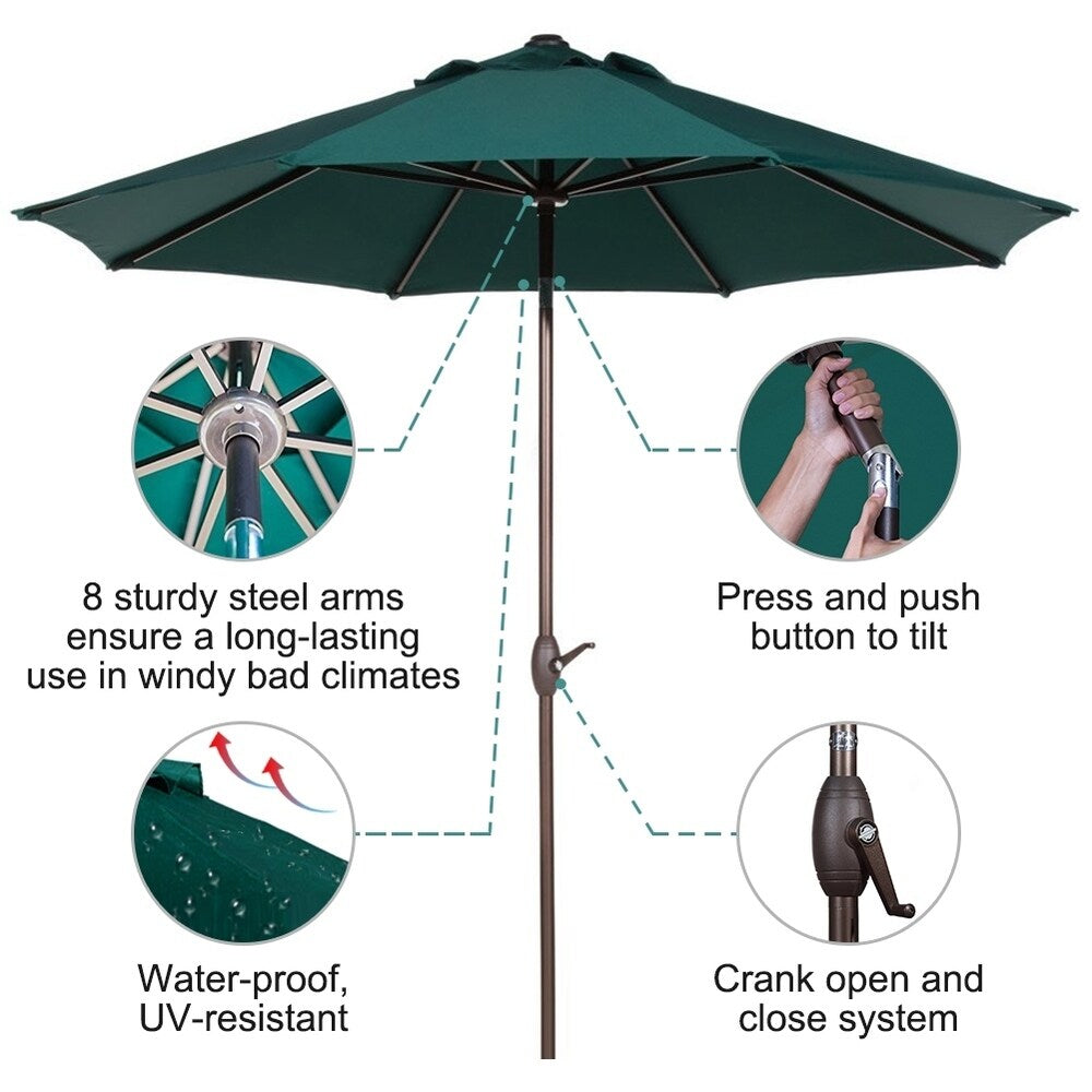 Abba 9-foot Market Aluminum Push Button Tilt and Crank Patio Umbrella