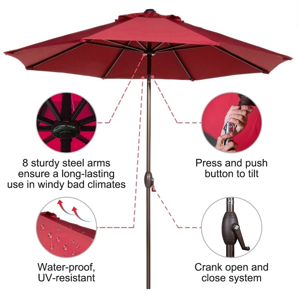 Abba 9-foot Market Aluminum Push Button Tilt and Crank Patio Umbrella