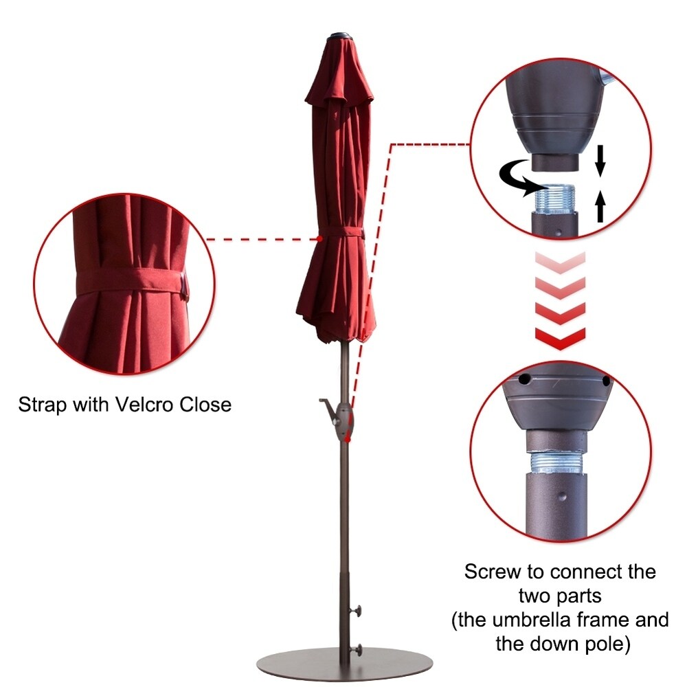 Abba 9-foot Market Aluminum Push Button Tilt and Crank Patio Umbrella