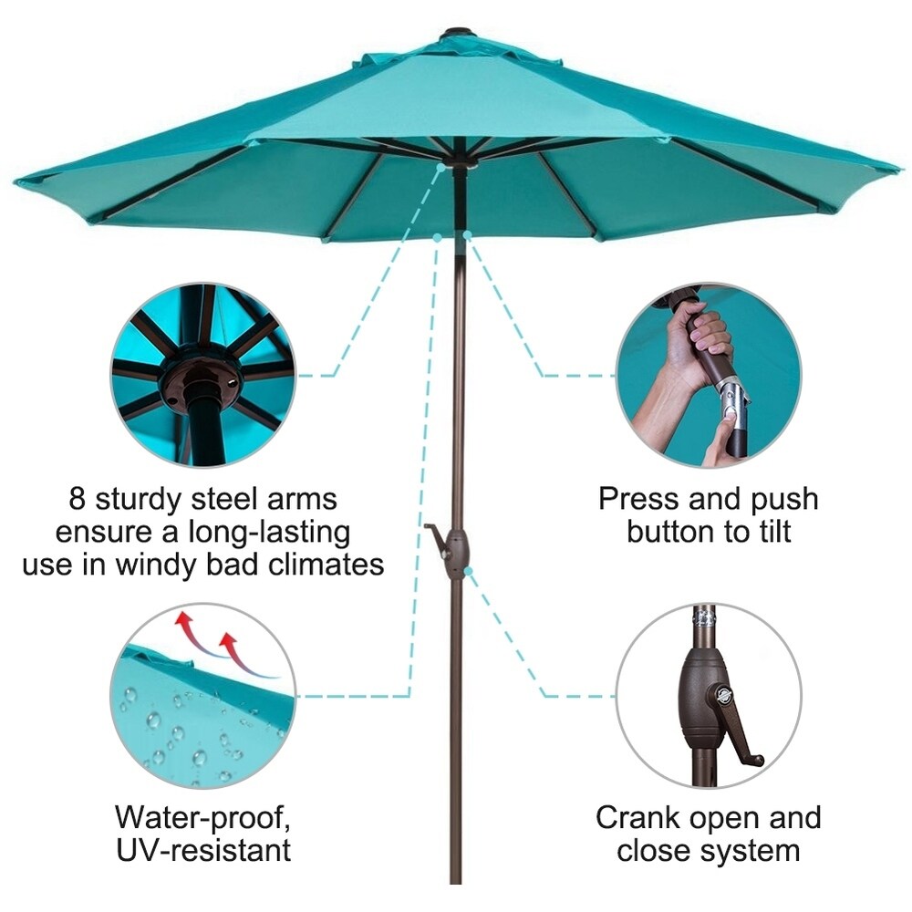 Abba 9-foot Market Aluminum Push Button Tilt and Crank Patio Umbrella