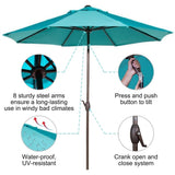 Abba 9-foot Market Aluminum Push Button Tilt and Crank Patio Umbrella