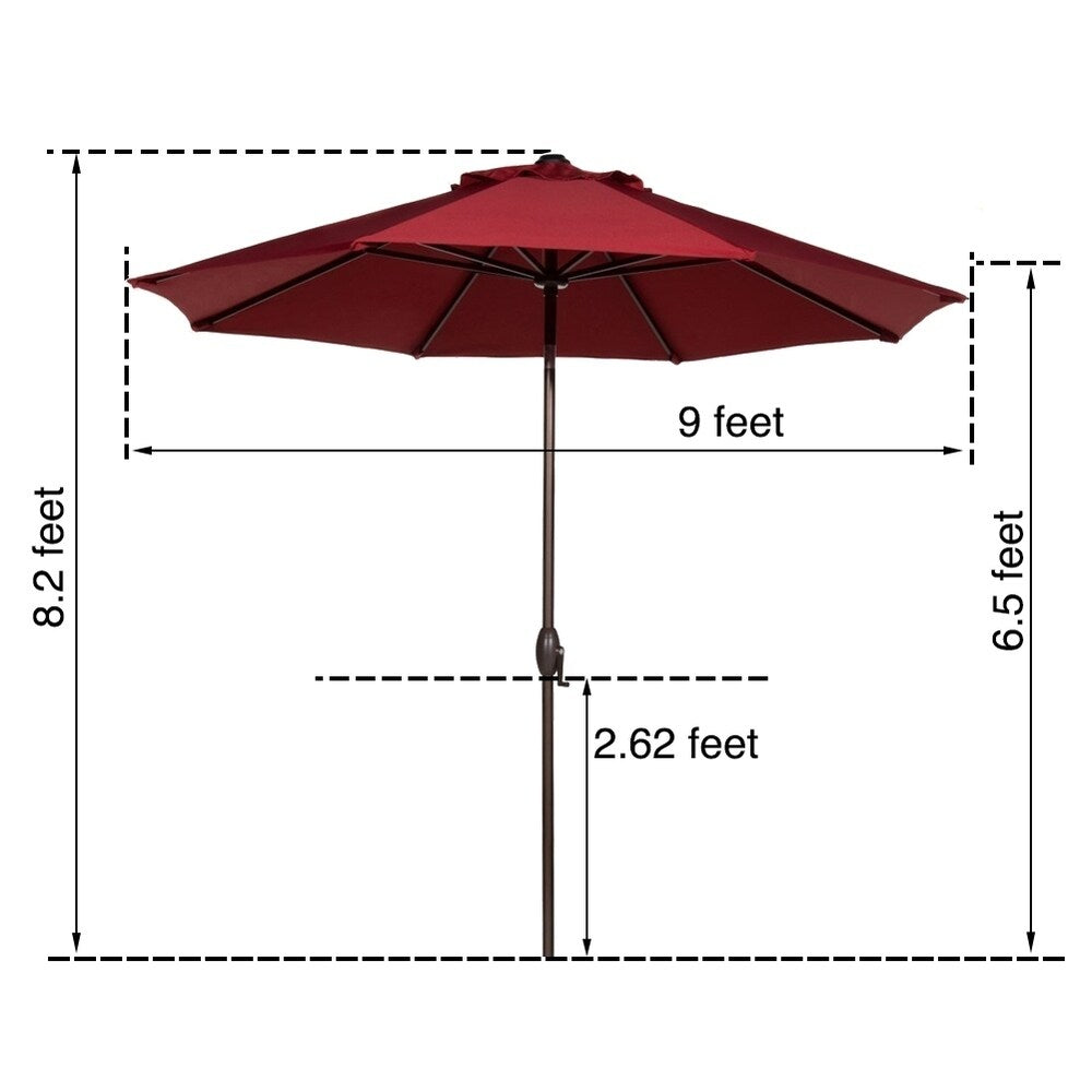 Abba 9-foot Market Aluminum Push Button Tilt and Crank Patio Umbrella
