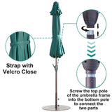 Abba 9-foot Market Aluminum Push Button Tilt and Crank Patio Umbrella