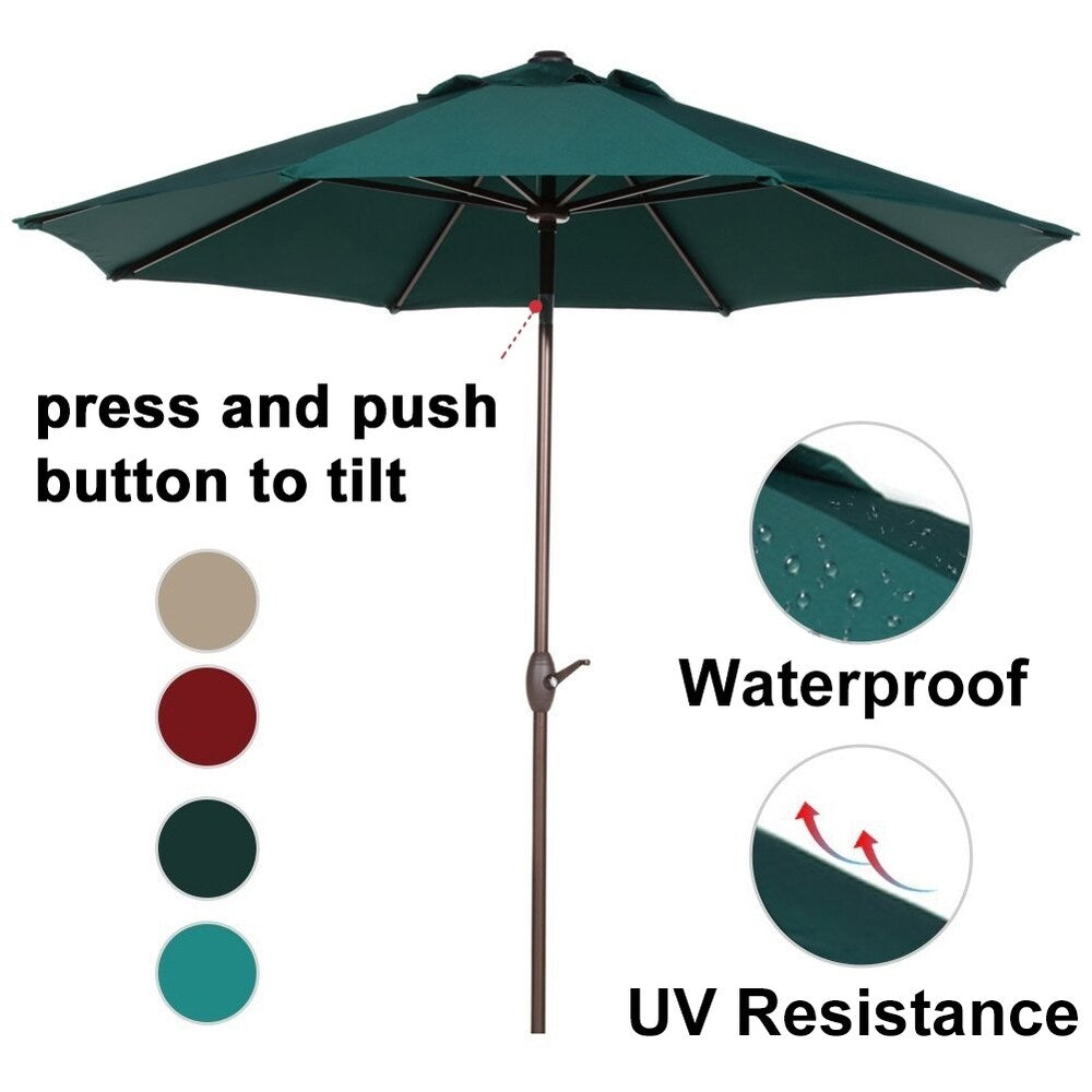 Abba 9-foot Market Aluminum Push Button Tilt and Crank Patio Umbrella