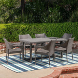 Abbott Outdoor 7 Piece Wicker Dining Set by Christopher Knight Home - N/A