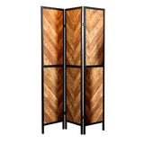 Abbott Rustic Tobacco Herringbone 3-Panel Folding Screen