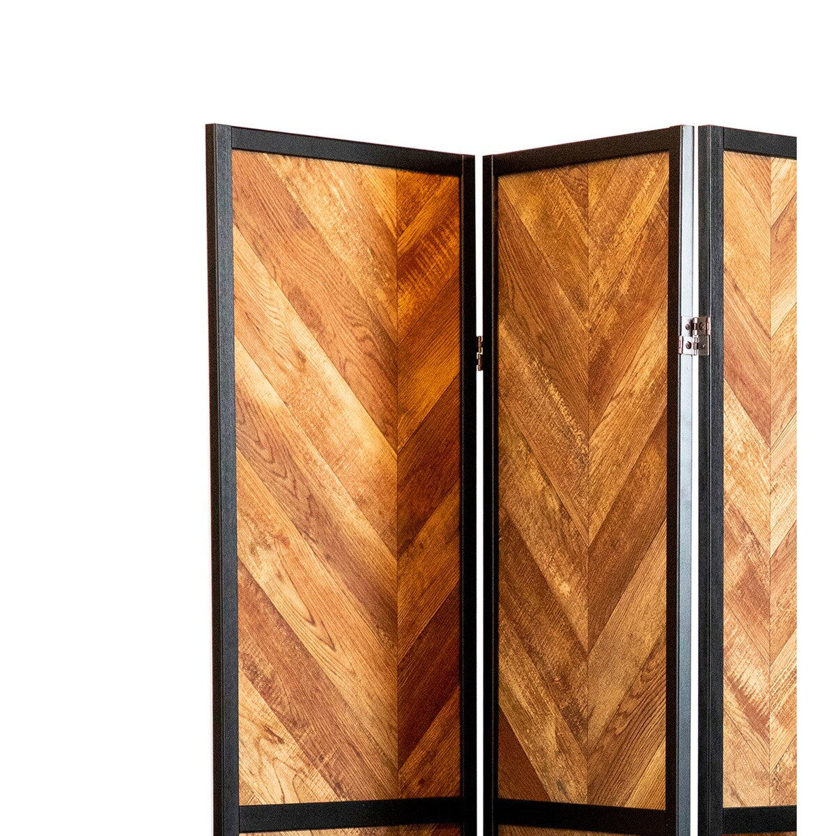 Abbott Rustic Tobacco Herringbone 3-Panel Folding Screen