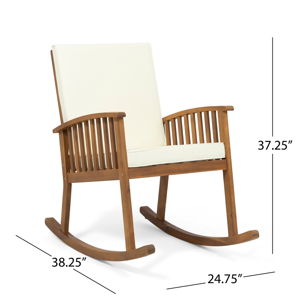 Abbottsford Outdoor 2 Seater Acacia Wood Rocking Chairs and Side Table Set by Christopher Knight Home