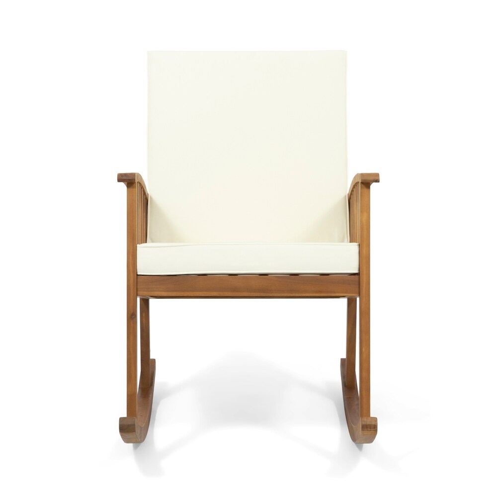 Abbottsford Outdoor 2 Seater Acacia Wood Rocking Chairs and Side Table Set by Christopher Knight Home