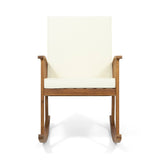 Abbottsford Outdoor 2 Seater Acacia Wood Rocking Chairs and Side Table Set by Christopher Knight Home