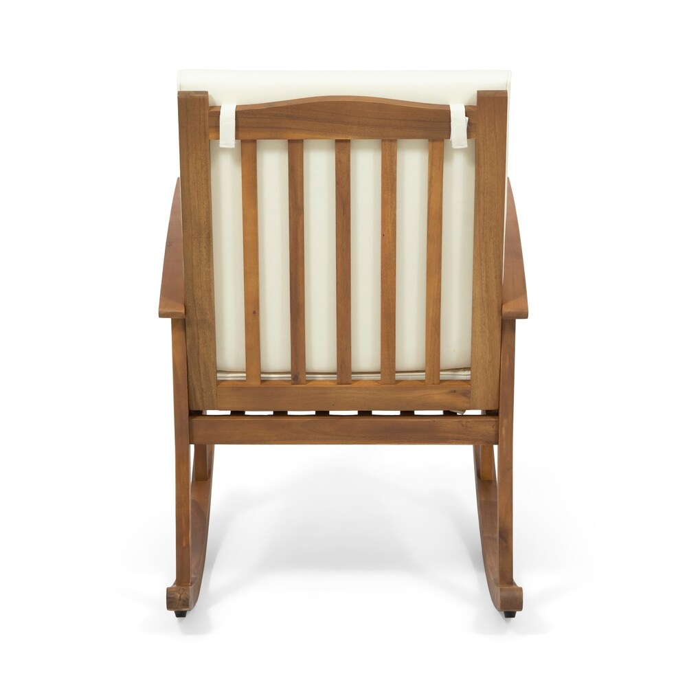 Abbottsford Outdoor 2 Seater Acacia Wood Rocking Chairs and Side Table Set by Christopher Knight Home