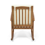 Abbottsford Outdoor 2 Seater Acacia Wood Rocking Chairs and Side Table Set by Christopher Knight Home
