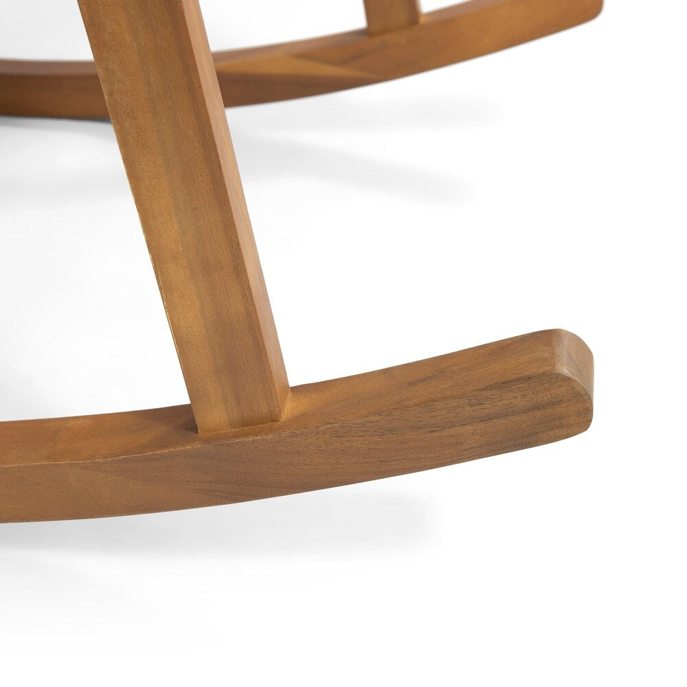 Abbottsford Outdoor 2 Seater Acacia Wood Rocking Chairs and Side Table Set by Christopher Knight Home
