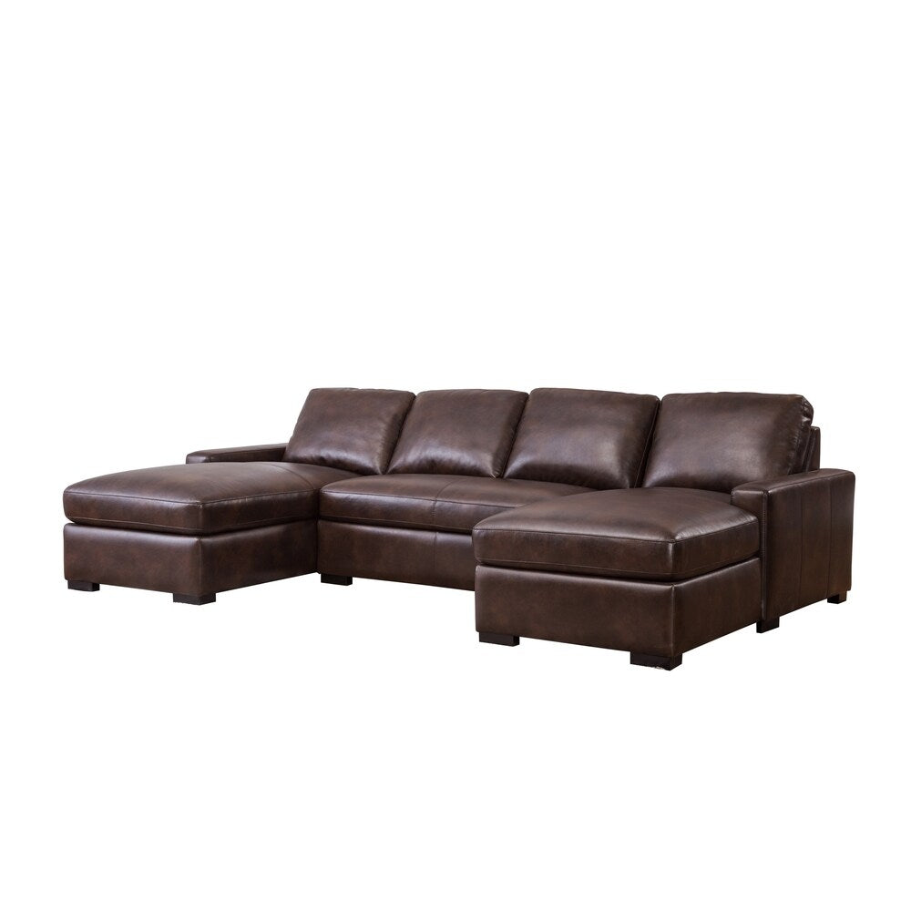 Abbyson Berlin Brown Leather Sectional