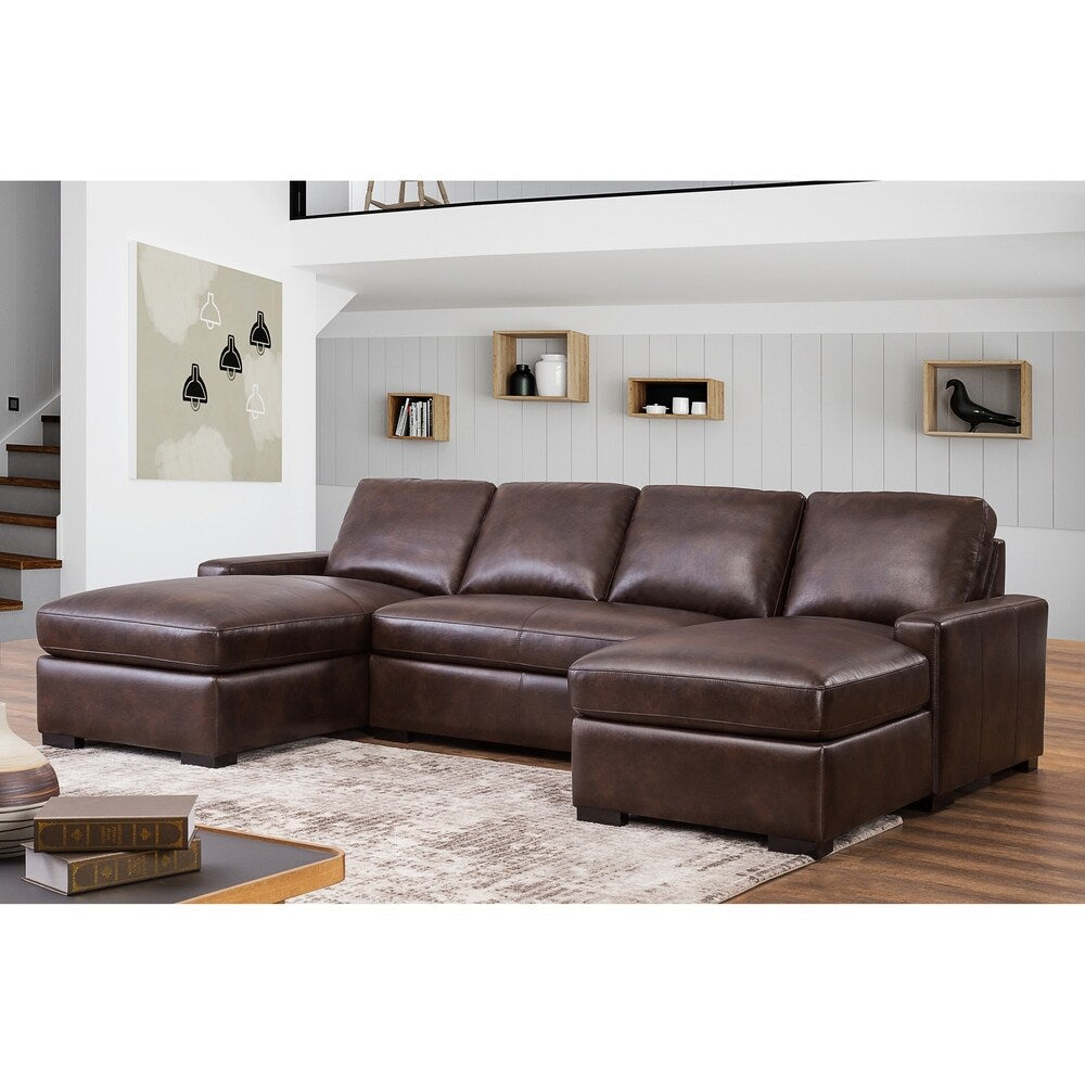 Abbyson Berlin Brown Leather Sectional