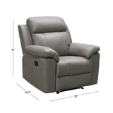 Abbyson Braylen 2 Piece Top Grain Leather Manual Reclining Sofa and Recliner Set