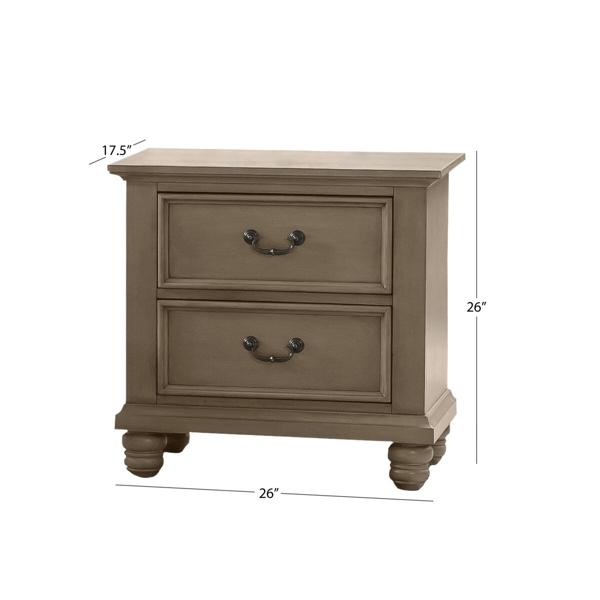 Abbyson Harrison Traditional Grey Solid Wood Nightstand