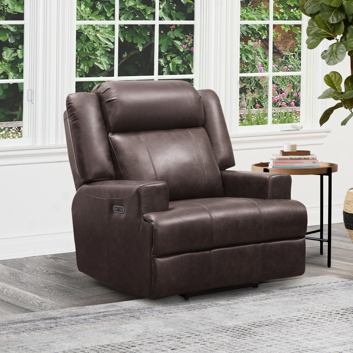 Abbyson Elliot Top Grain Leather Dual Power Recliner