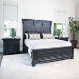 Abbyson Hendrick Distressed Black Wood 3 Piece Bedroom Set