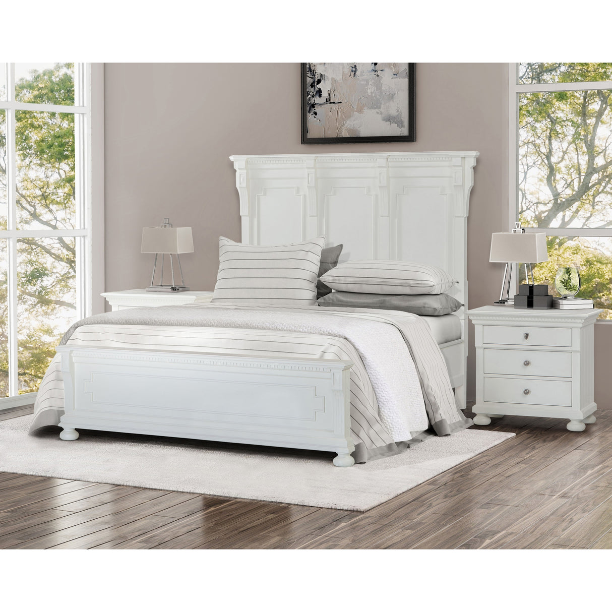 Abbyson Hendrick Distressed Black Wood 3 Piece Bedroom Set