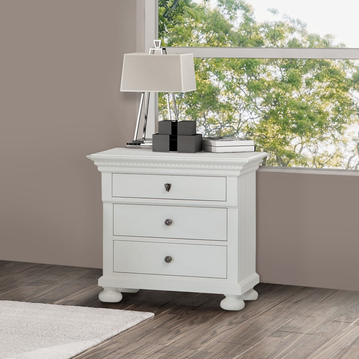 Abbyson Hendrick Distressed Black Wood 3 Piece Bedroom Set