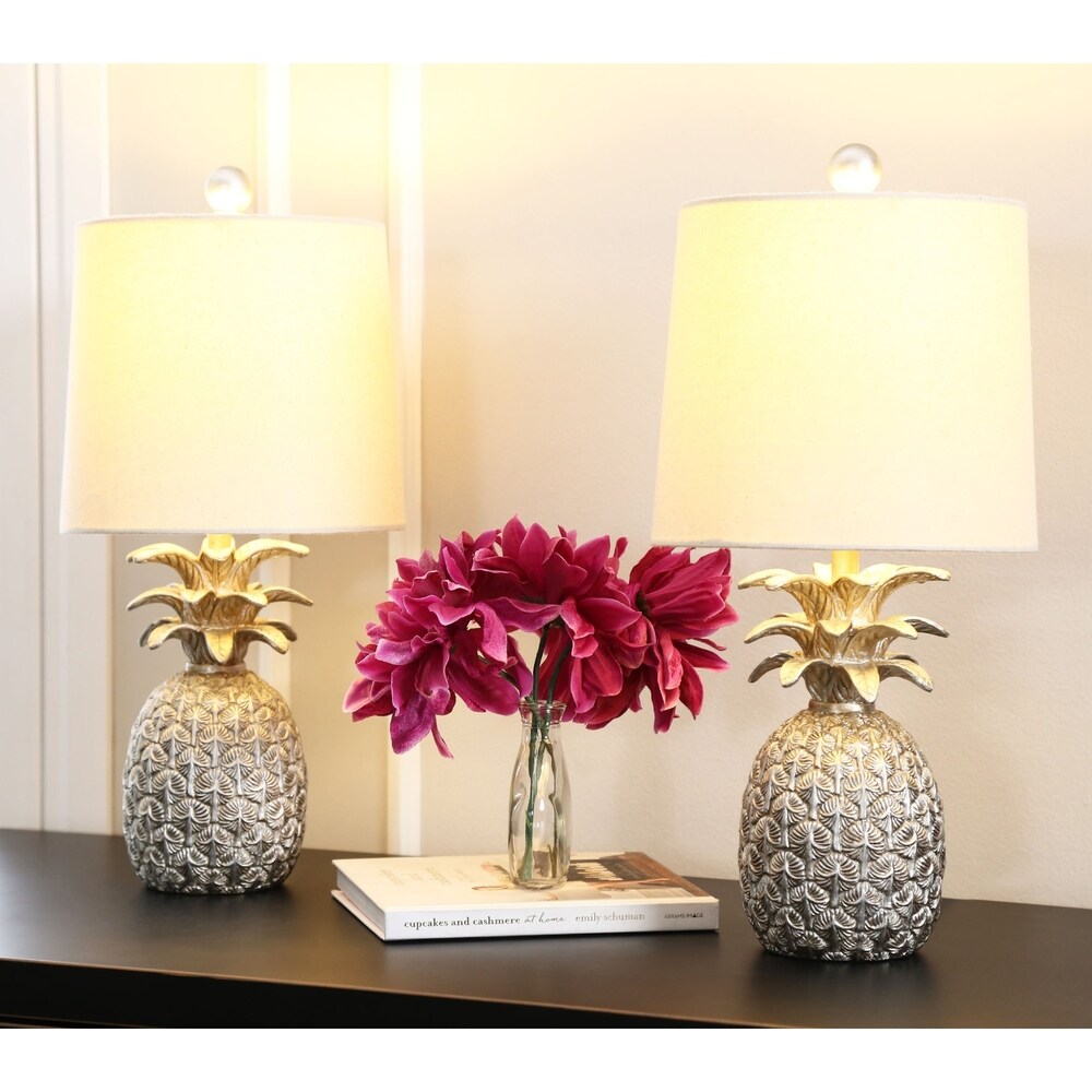 Pineapple Silver 18-inch Table Lamp (Set of 2) By Abbyson