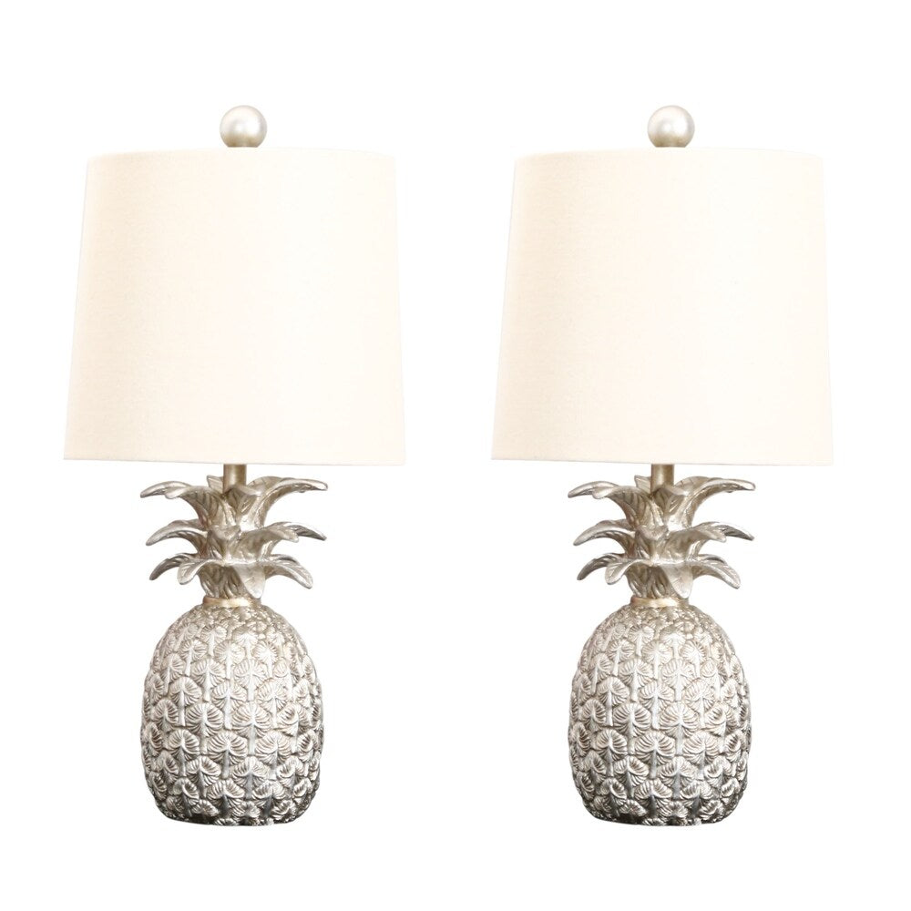Pineapple Silver 18-inch Table Lamp (Set of 2) By Abbyson