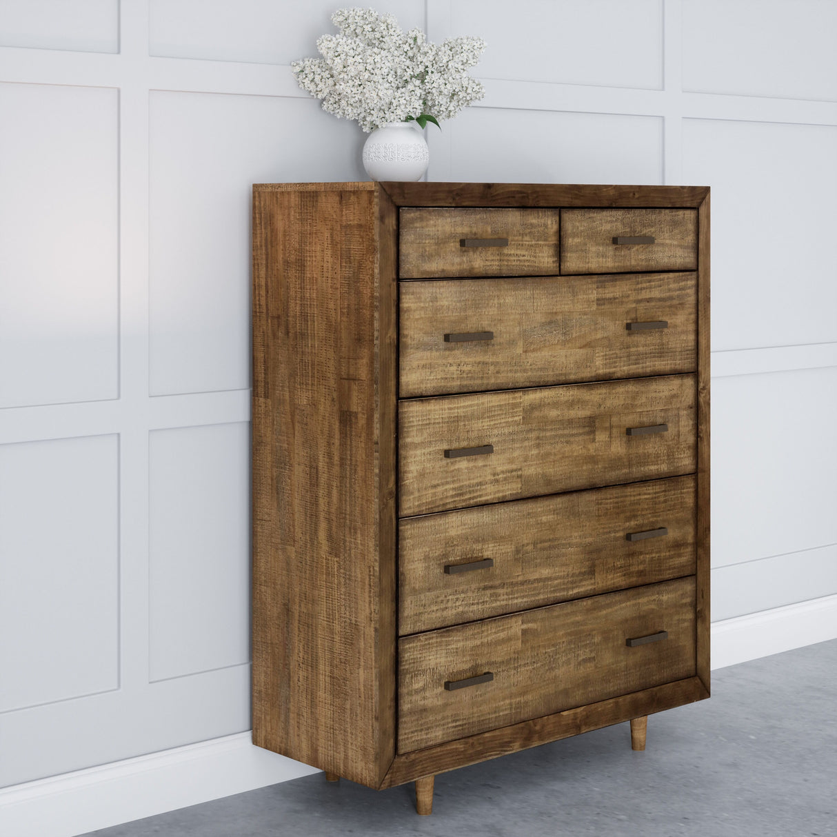 Abbyson Retro Mid Century 6 Drawer Wood Chest