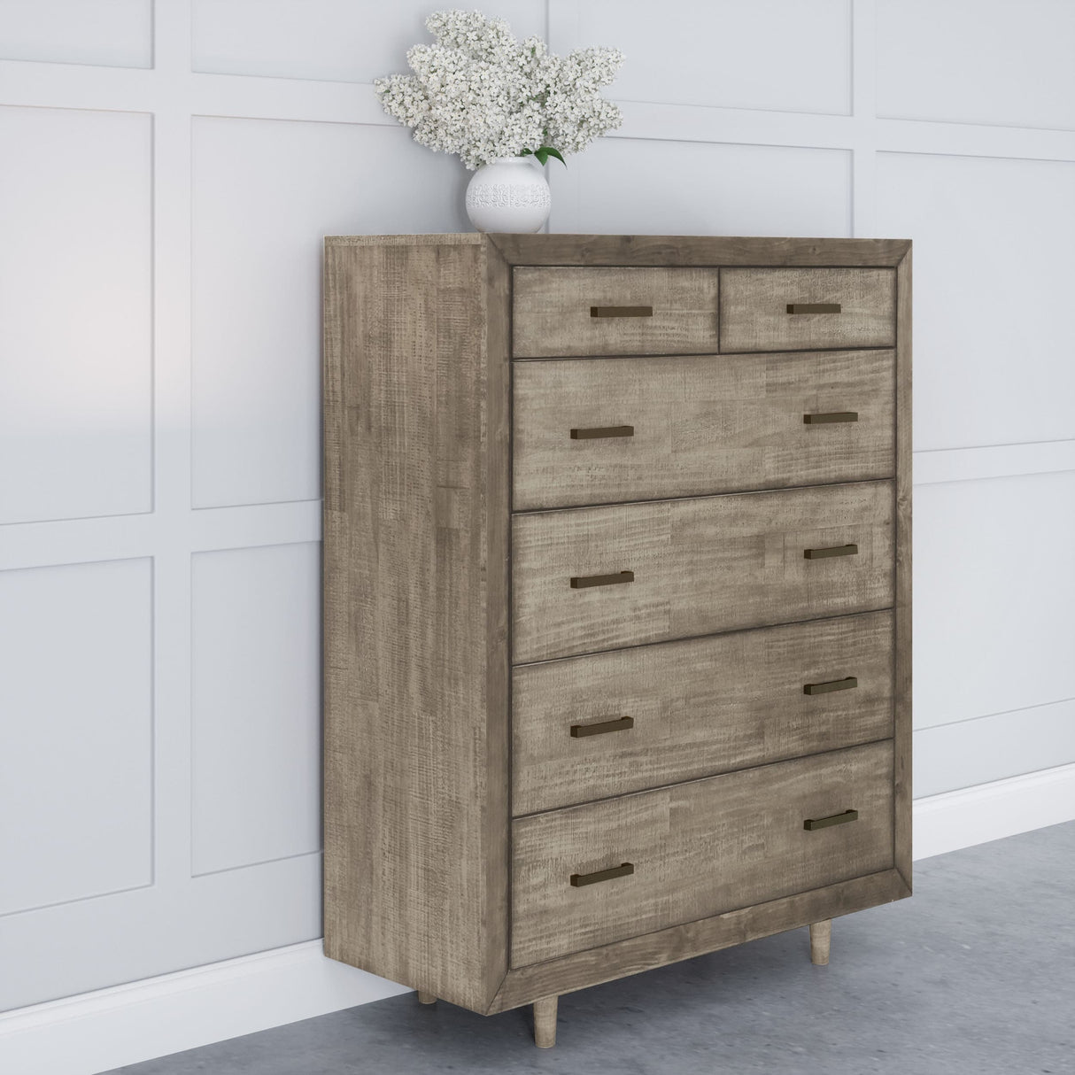 Abbyson Retro Mid Century 6 Drawer Wood Chest