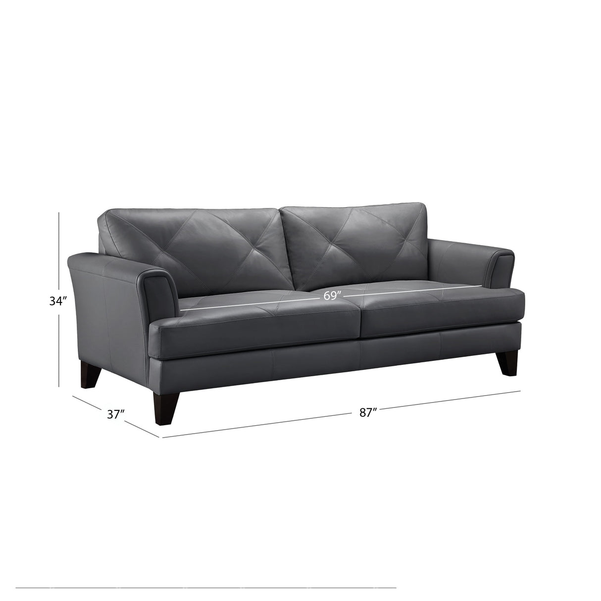Abbyson Savannah Top Grain Leather Sofa with Diamond Stitching