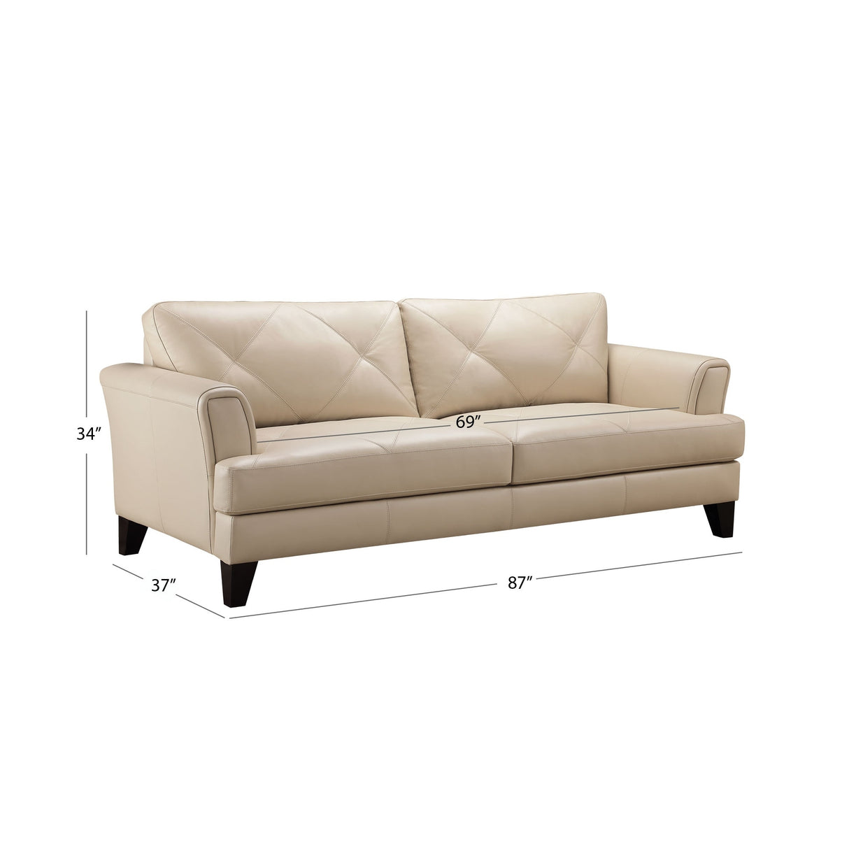 Abbyson Savannah Top Grain Leather Sofa with Diamond Stitching