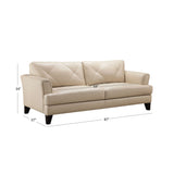 Abbyson Savannah Top Grain Leather Sofa with Diamond Stitching