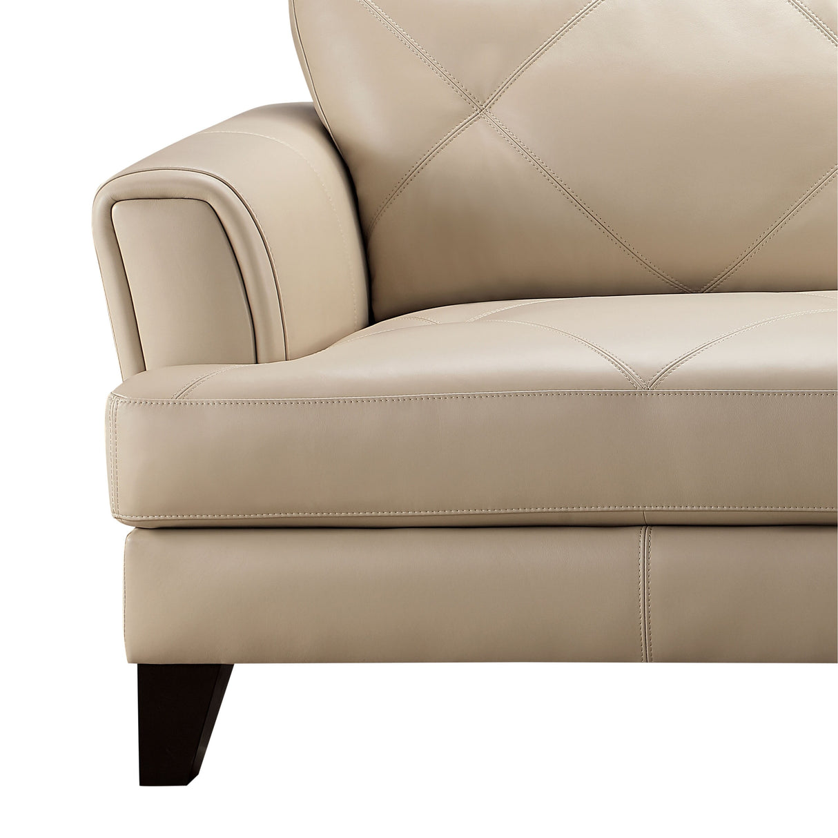 Abbyson Savannah Top Grain Leather Sofa with Diamond Stitching
