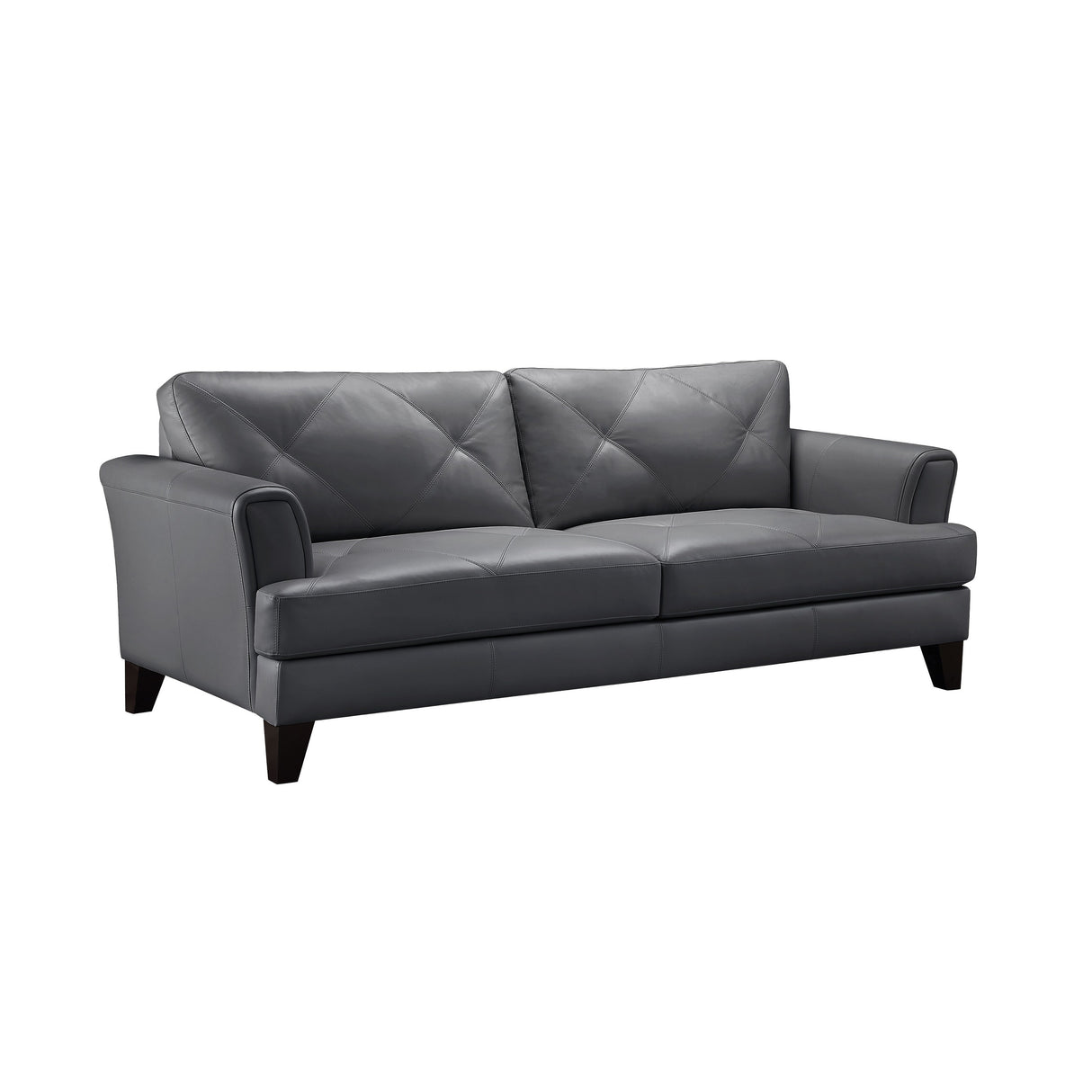 Abbyson Savannah Top Grain Leather Sofa with Diamond Stitching