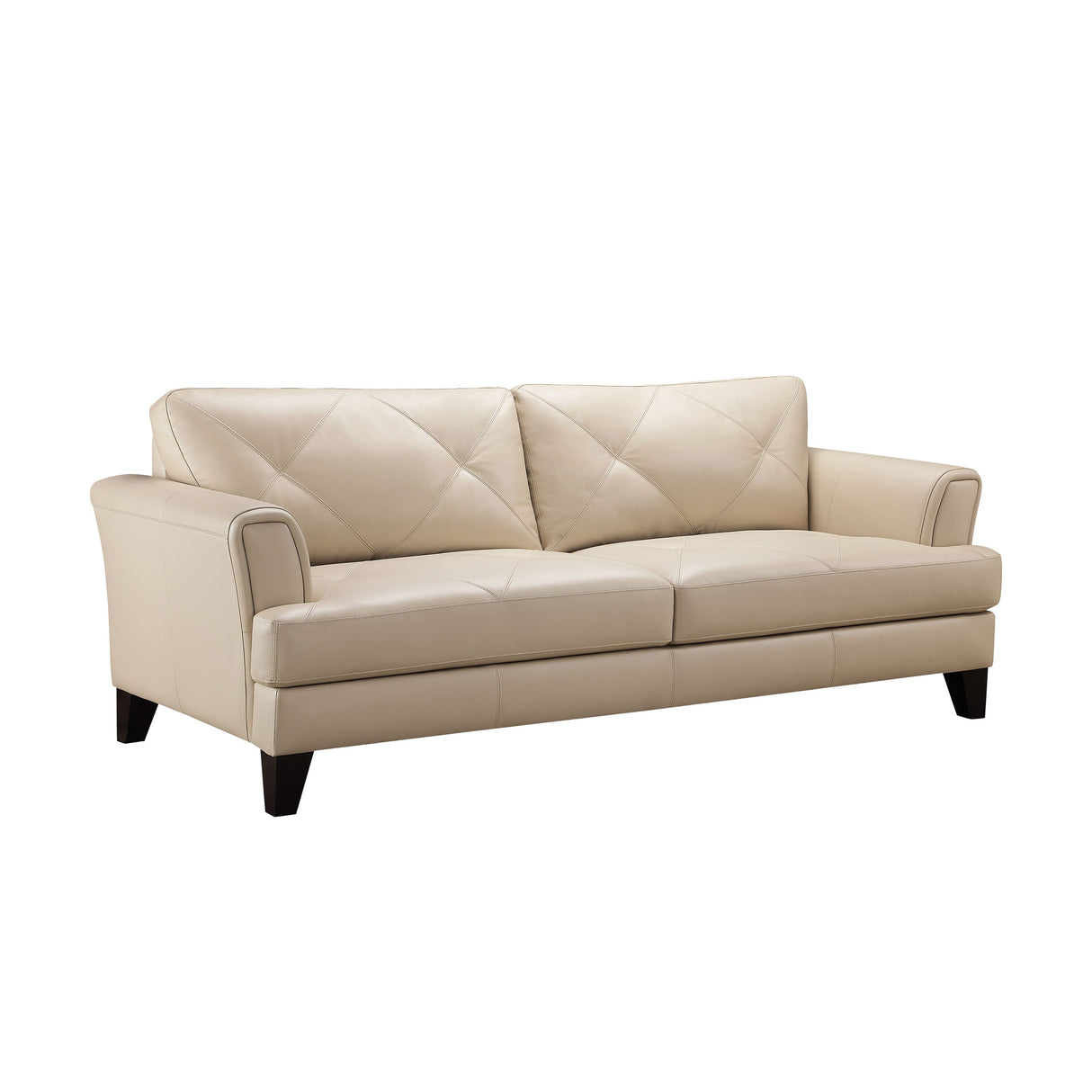 Abbyson Savannah Top Grain Leather Sofa with Diamond Stitching