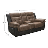 Abbyson Tacoma Two-Tone Fabric Power Reclining Console Loveseat