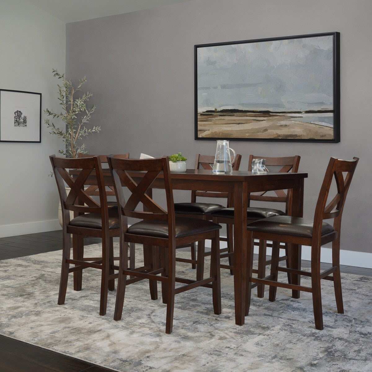 Abbyson Theo 7 Piece Counter Height Dining Set