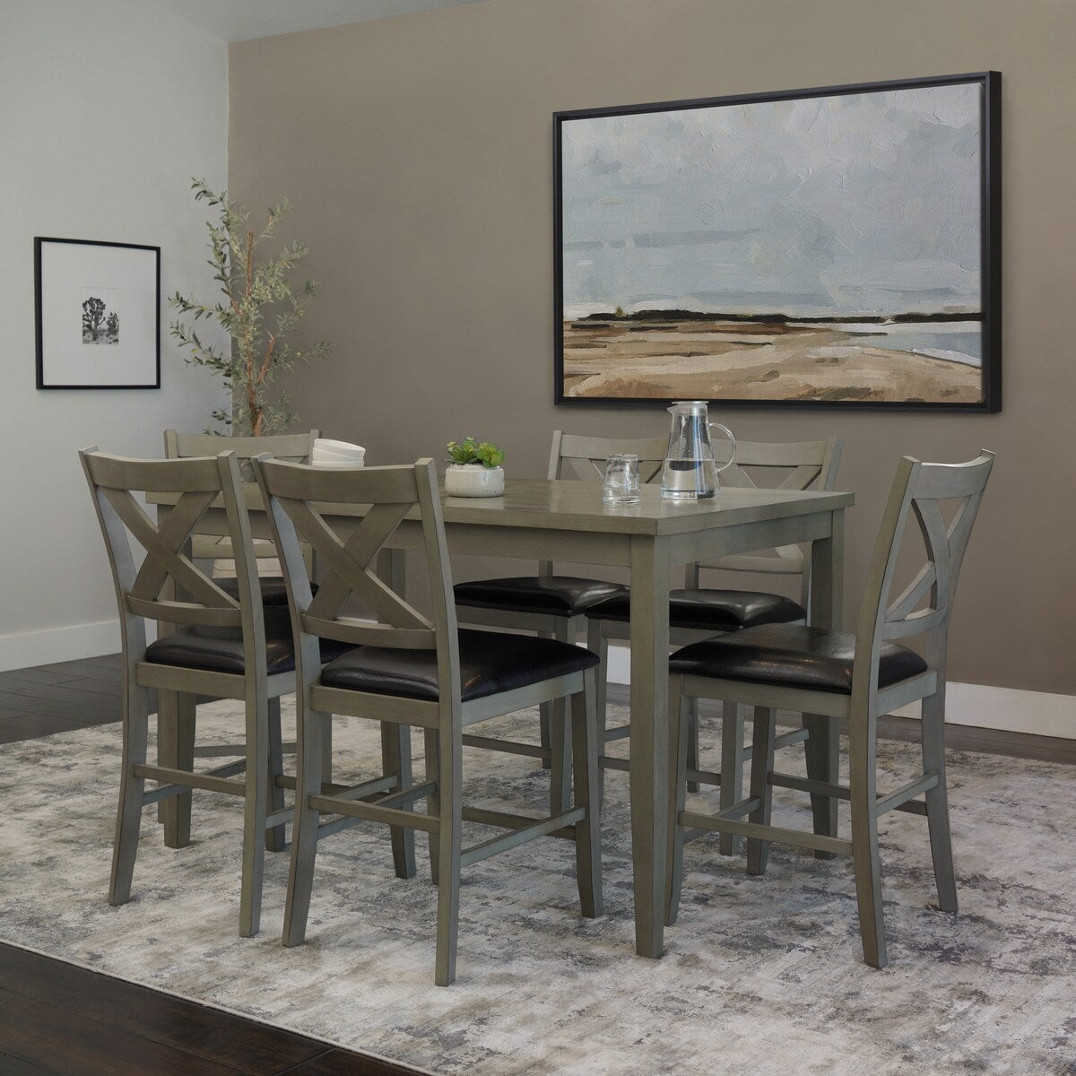 Abbyson Theo 7 Piece Counter Height Dining Set