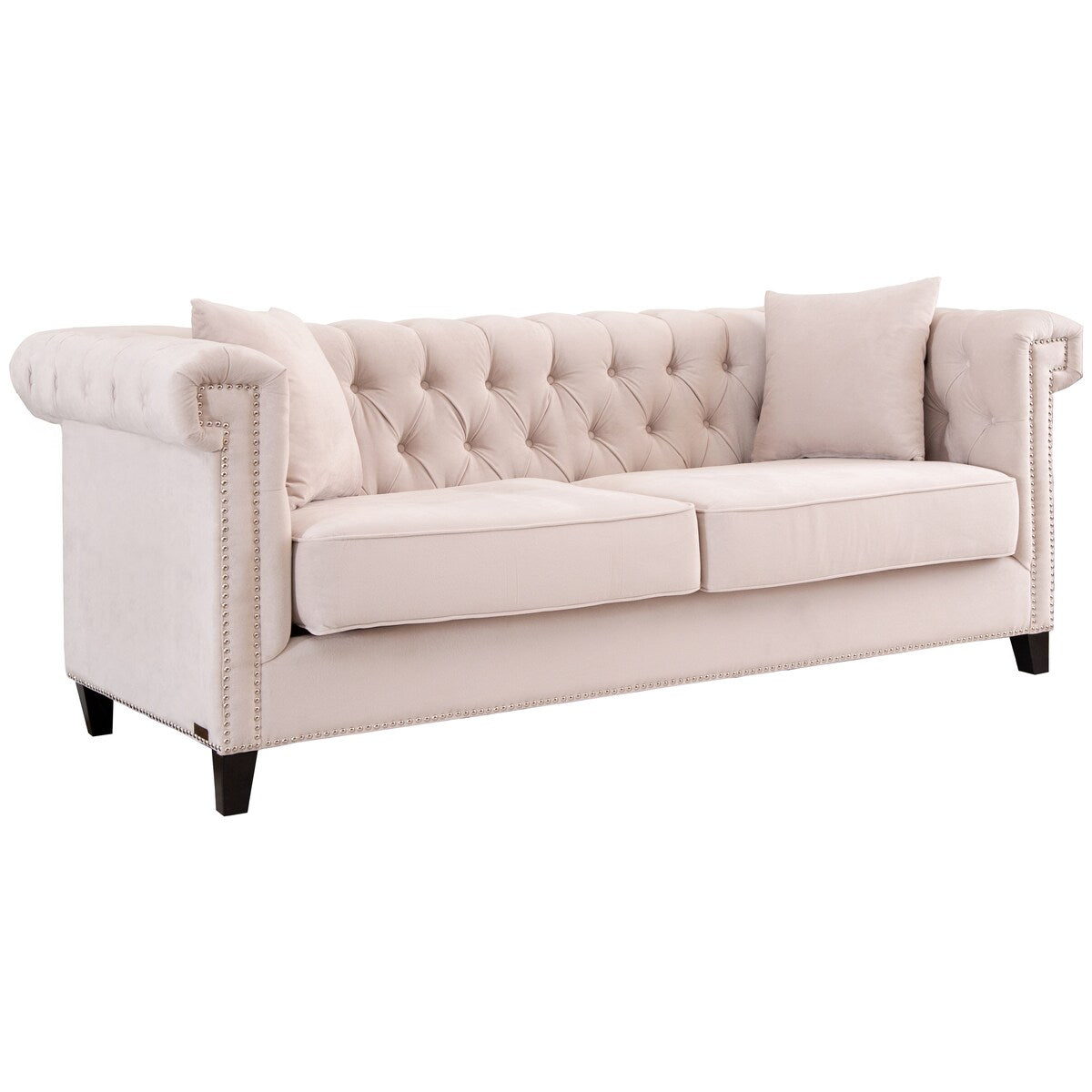 Abbyson Victoria Ivory Velvet Tufted Sofa
